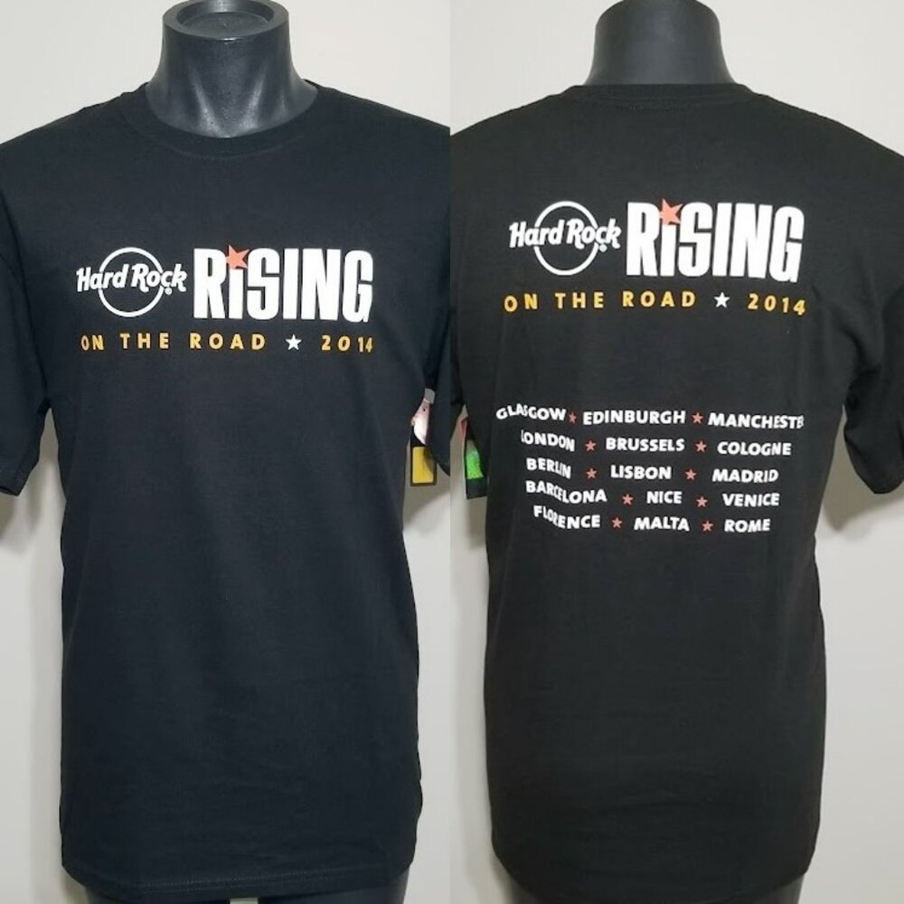 NEW Hard Rock Cafe 2014 Rising European Tour Graphic T Shirt Large Tee
